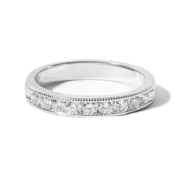 1/2 Way Diamond Milgrain Wedding Band (0.45tw)