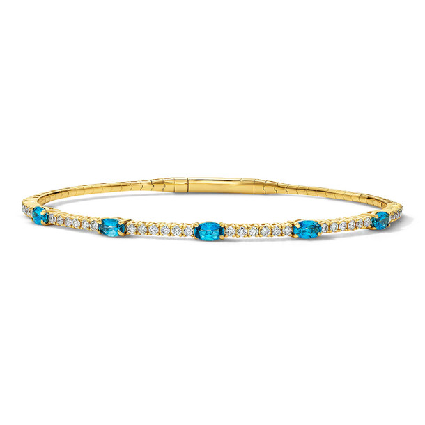 Diamond and London Blue Topaz Flexible Bangle Bracelet