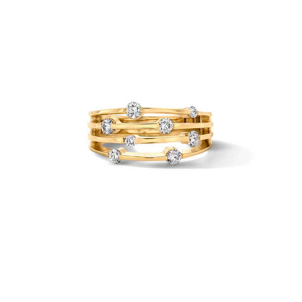 Four Row Scattered Diamond Ring