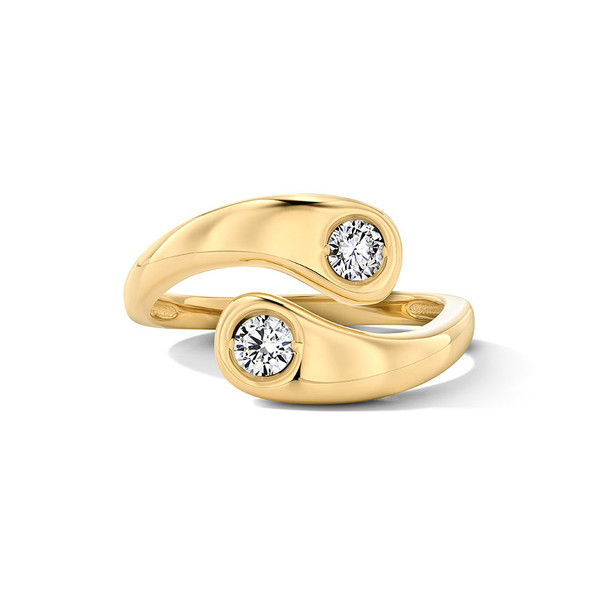 Diamond Bezel Open Bypass Ring