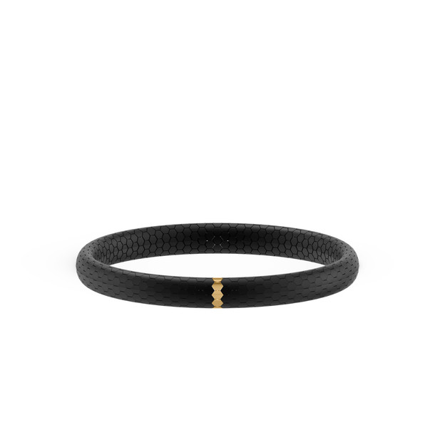 Hex-Pattern Black Ceramic Stretch Bracelet