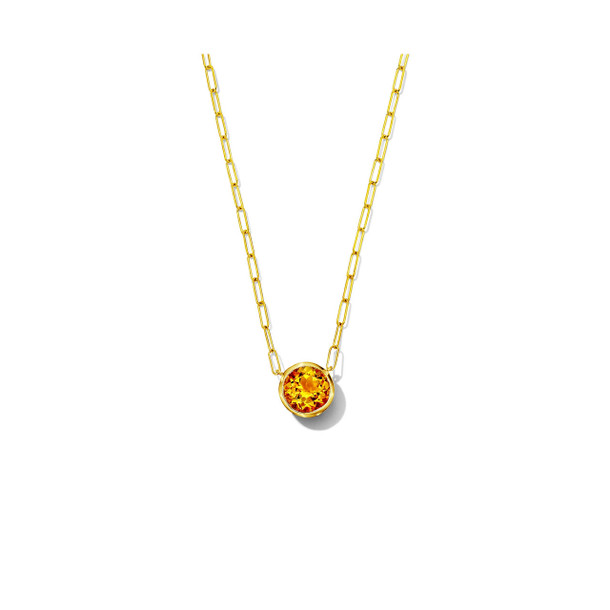 Citrine Bezel Paperclip Chain Necklace