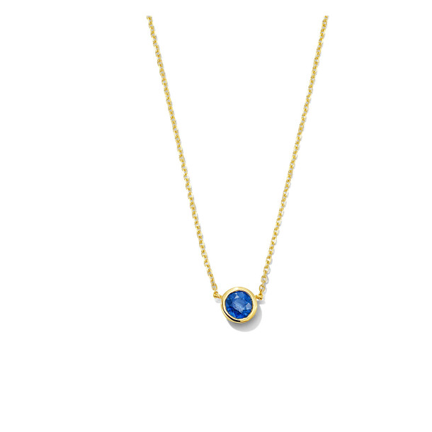 Round Blue Sapphire Bezel Necklace