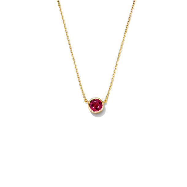 Round Ruby Bezel Necklace