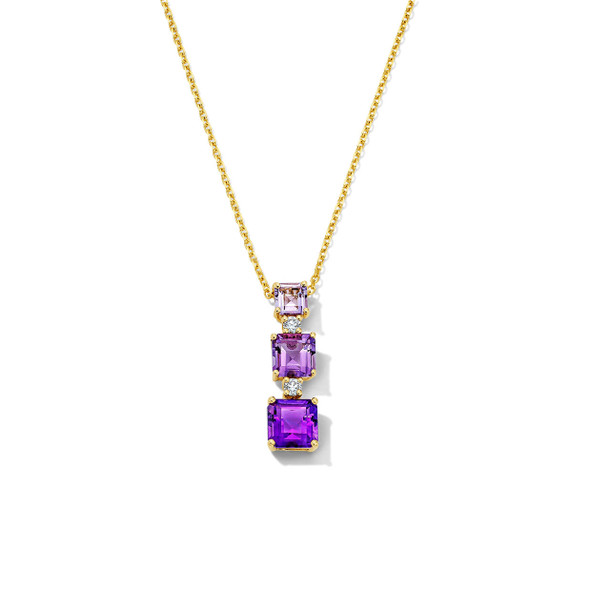 Graduated Amethyst Diamond Necklace