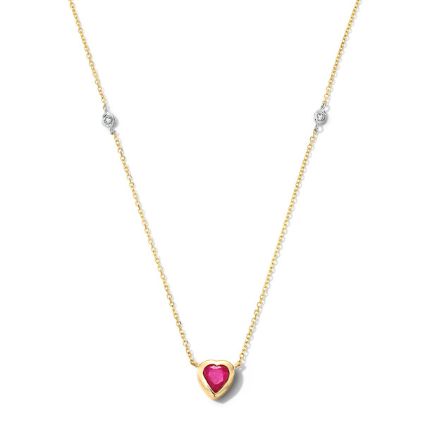 Heart-Shaped Ruby Diamond Accented Necklace