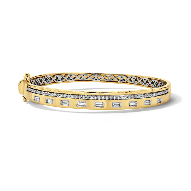 Diamond Three Row Gold Bangle Bracelet