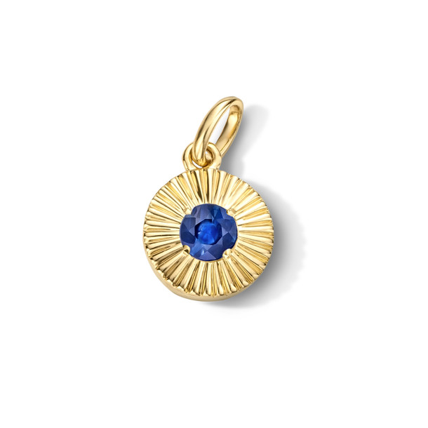 Sapphire Circle Sunburst Charm