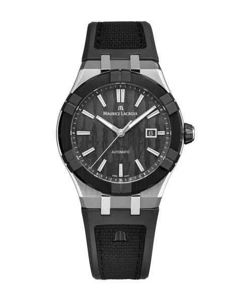 Maurice Lacroix Aikonic Auto 43 Black Carbon Dial Watch | Stainless Steel & Black Ceramic