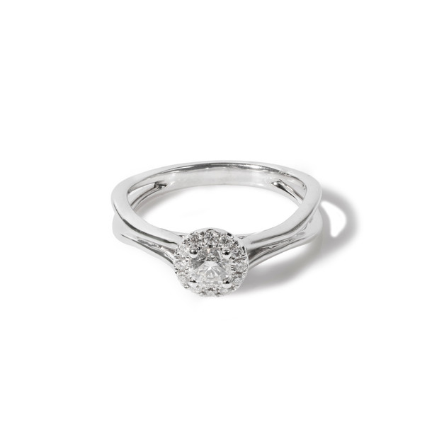 Round Halo Diamond Split-Shank Engagement Ring