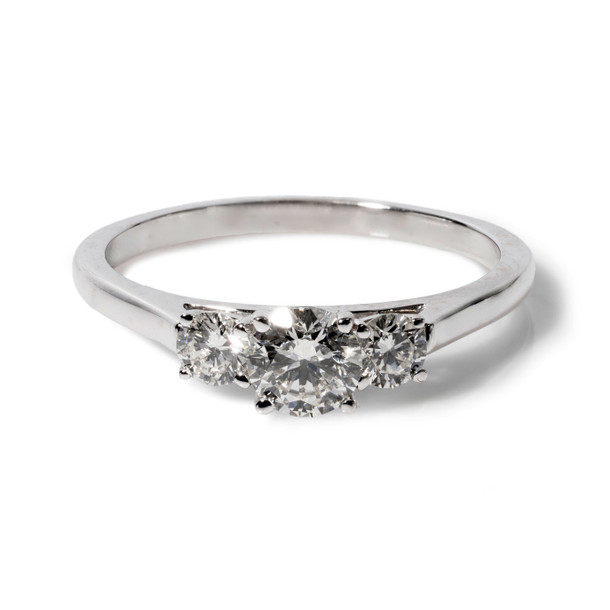 Round Diamond Three Stone Engagement Ring