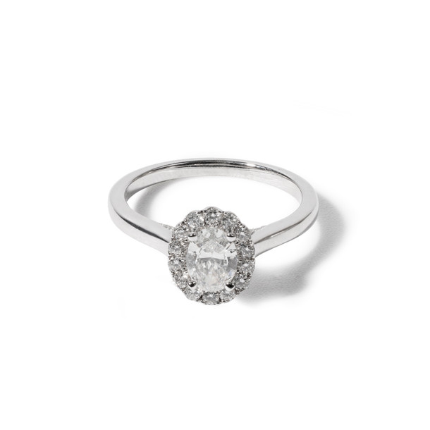 Oval Diamond Halo Pave Accented Engagement Ring