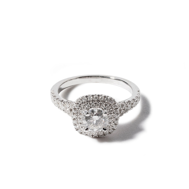 Round Double Halo Diamond Engagement Ring