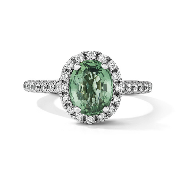 One of a Kind Oval Green Tourmaline Engagement Ring (1.96tw)