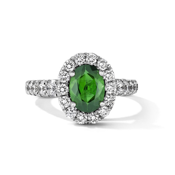 One of a Kind Oval Green Tourmaline Engagement Ring (1.22tw)
