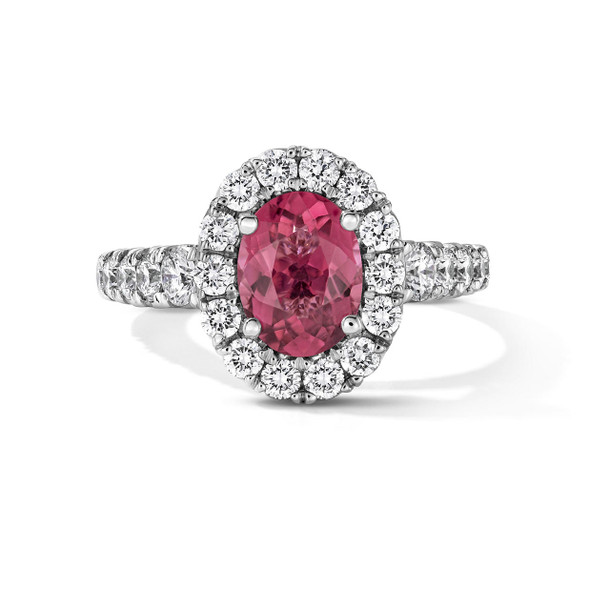 One of a Kind Oval Pink Tourmaline Engagement Ring (1.22tw)