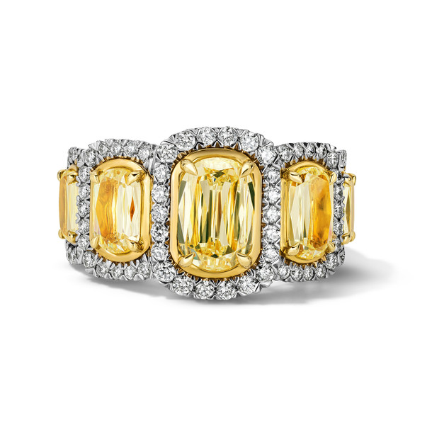 Fancy Light Yellow Halo Diamond Ring (3.34tw)