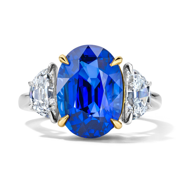 Blue Sapphire Three Stone Engagement Ring (6.01tw)