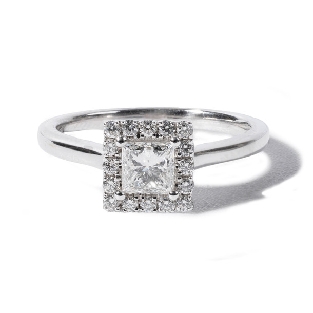 Princess Halo Diamond Engagement Ring