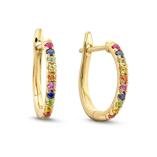 Mixed Sapphire Hoop Earrings