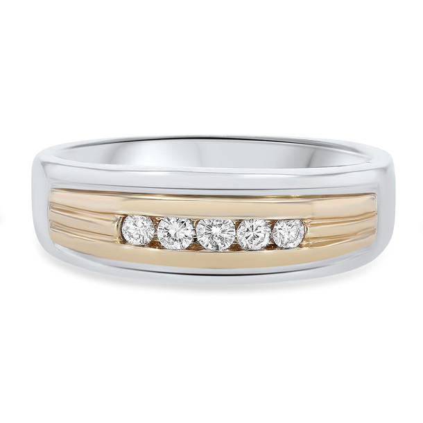 Two-Tone Channel Set Diamond Wedding Band (0.24tw)