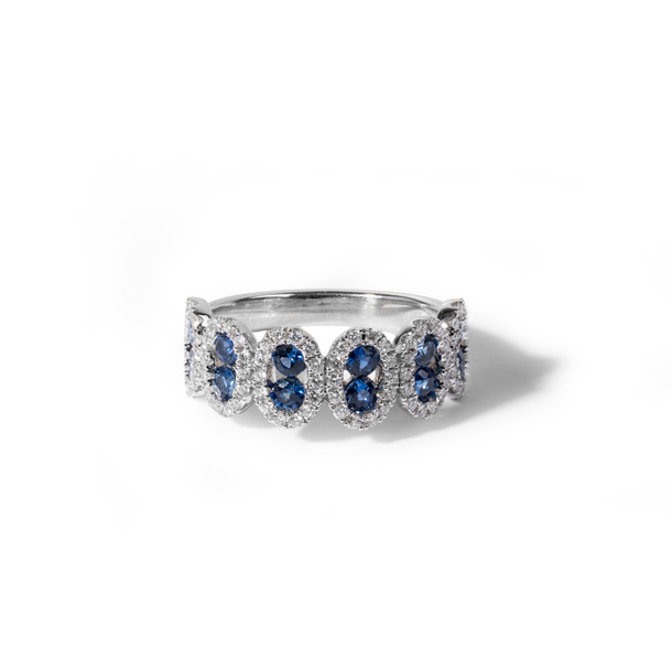 Blue Sapphire Diamond Halo Band