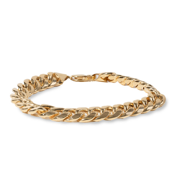 10 Inch Semi Solid Gold Cuban Link Chain Bracelet