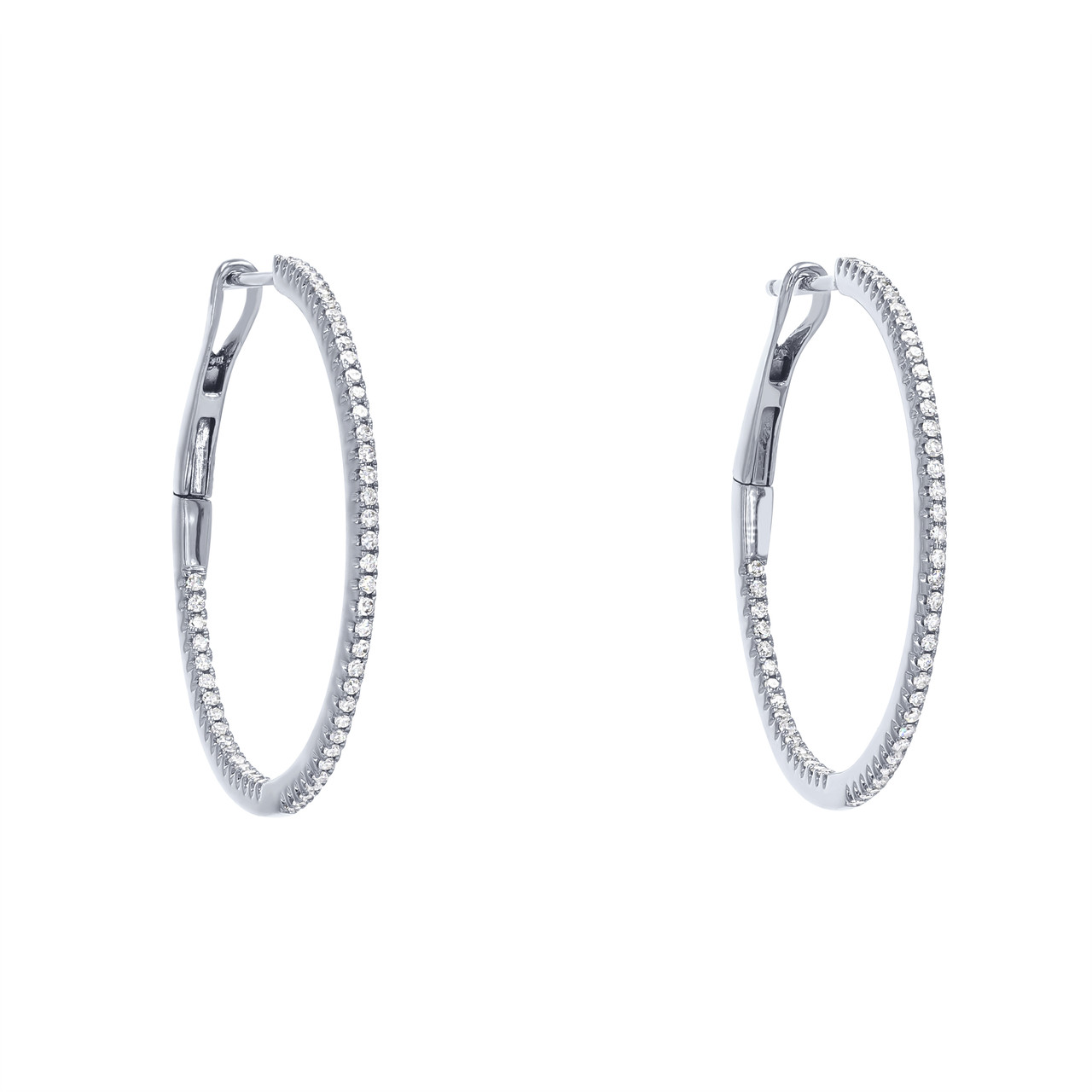 Thin Diamond Hoop Earrings