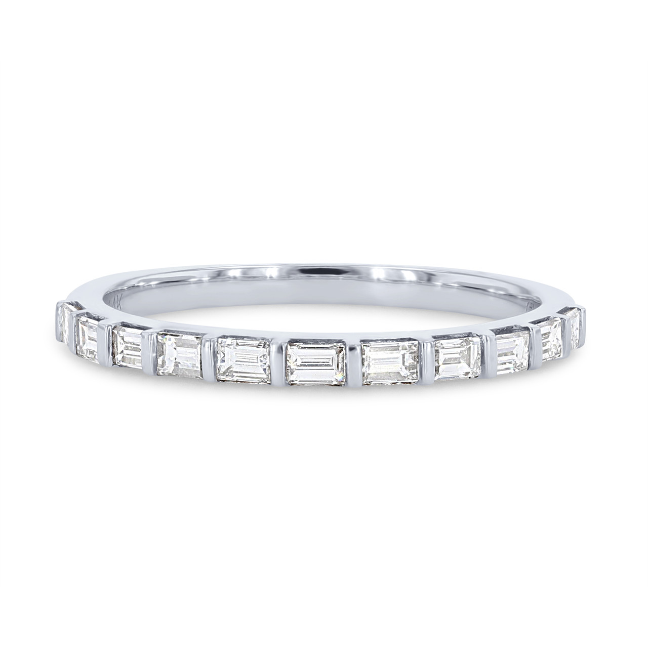 Horizontal Baguette Diamond Wedding Band by SES Creations