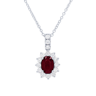 Ruby and Diamond Halo Pendant