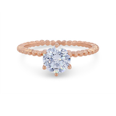 Solitaire Six Prong Beaded Engagement Setting
