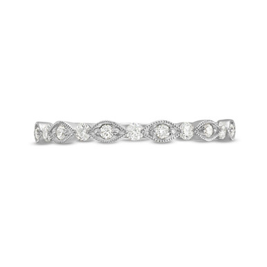 Alternating Marquise Frame Milgrain Wedding Band by Adorette