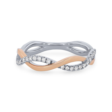 Two Tone Twist Half Diamond Wedding Band by Classique