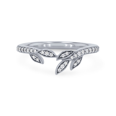 Artcarved Floral Pave Contour Wedding Band