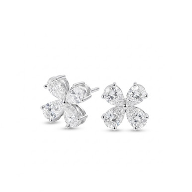 Diamond Flower Stud Earrings