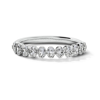 Simon G. Oval Diamond Single Prong Wedding Band