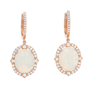 Opal and Diamond Vintage Halo Earrings