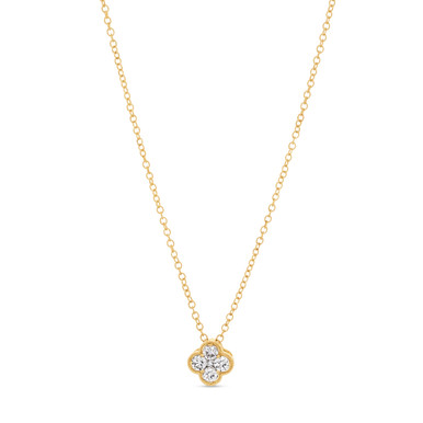 Milgrain Border Diamond Clover Pendant