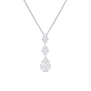 Three Stone Diamond Cluster Pear Pendant Three Stone Diamond Cluster Pear Pendant