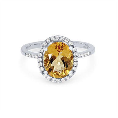 Citrine and Diamond Oval Halo Ring