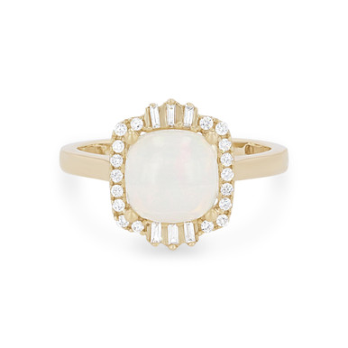 Opal and Diamond Vintage Halo Ring