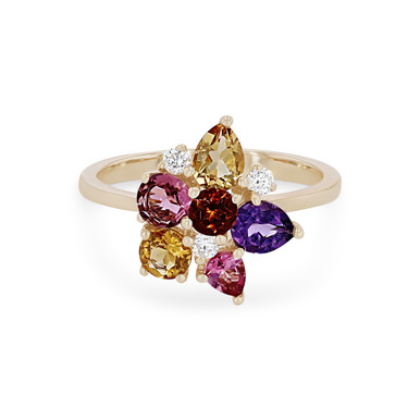 Multicolor Gemstone Cluster Ring