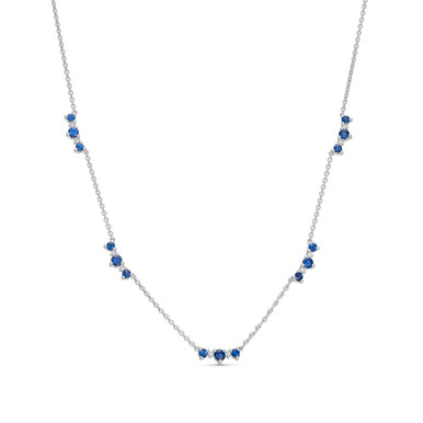 Alternating Sapphire and Diamond Station Necklace