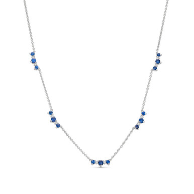 Alternating Sapphire and Diamond Station Necklace