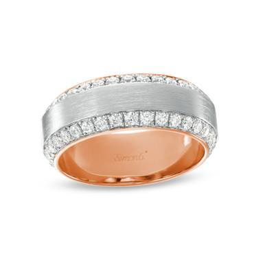 Simon G. Men's Two-Tone Rose & White Diamond Ring