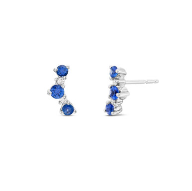 Sapphire and Diamond Contour Stud Earrings