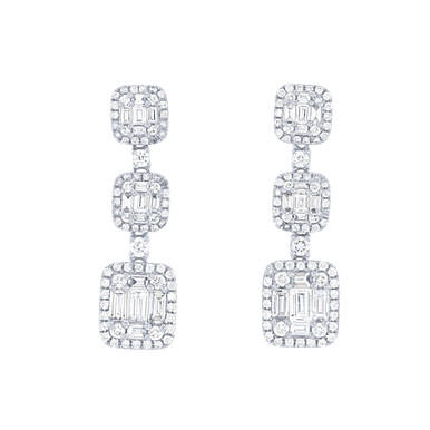 Mixed Diamond Mosaic Drop Earrings