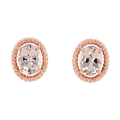 Morganite Stud with Rope Halo