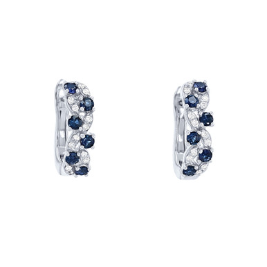 Sapphire and Diamond Twist Hoop Earrings