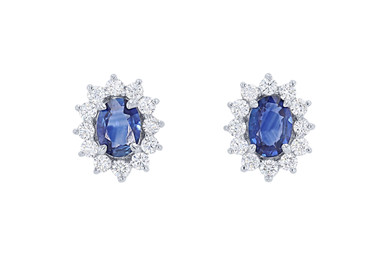 Sapphire and Diamond Halo Earrings